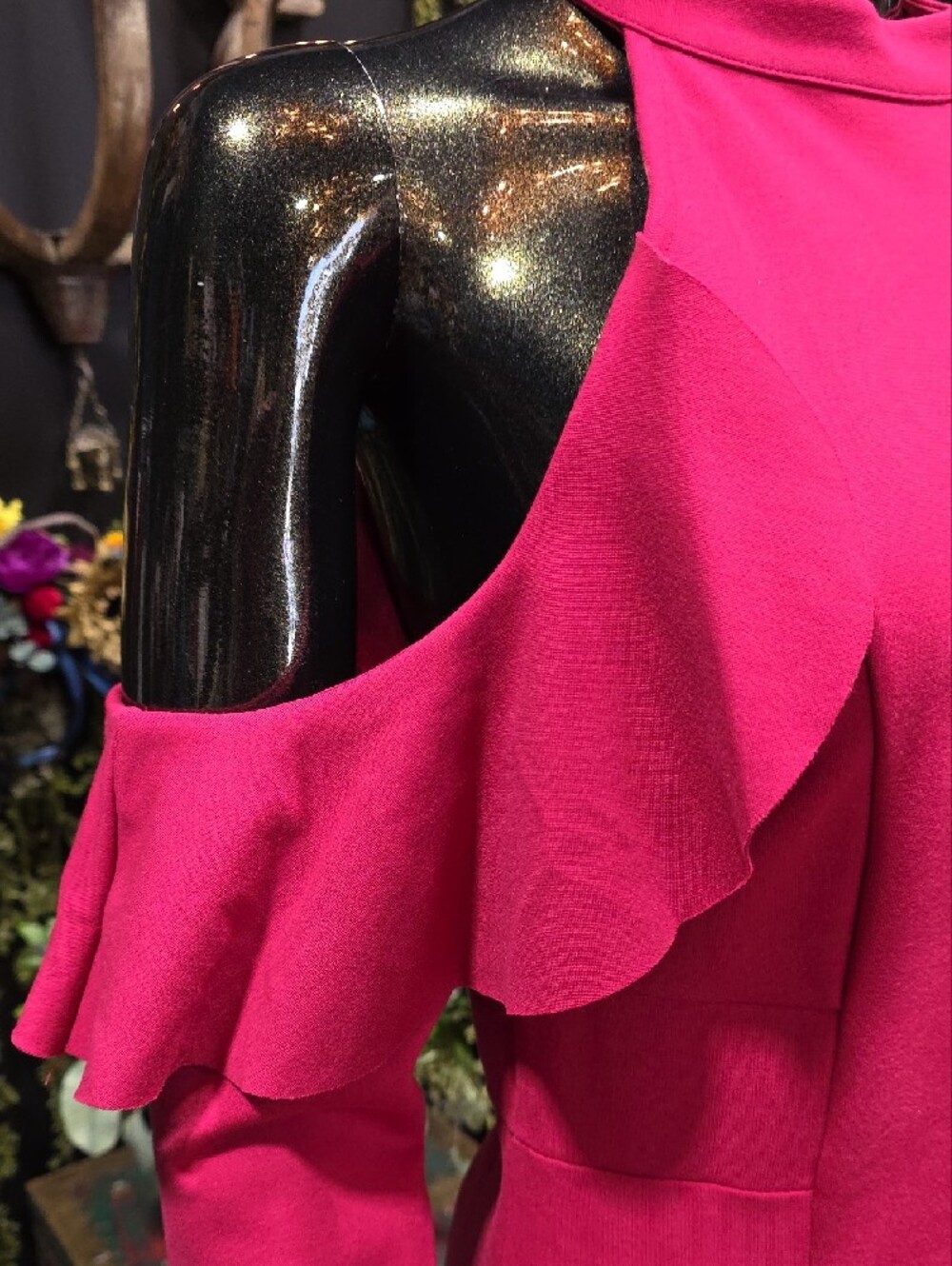 Free People Raspberry Cold-Shoulder Ruffle Mini Dress - Picture 8 of 11